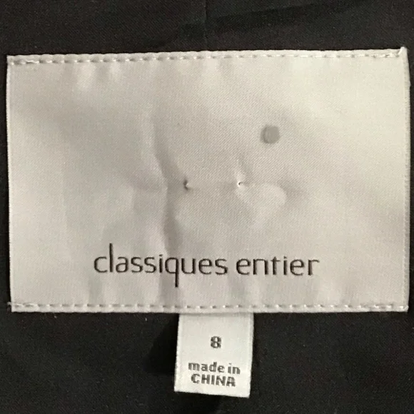 Classiques Entier Dark Blue Wool Linen Lined 3/4 Sleeve Blazer Jacket Size 8 - Picture 7 of 7